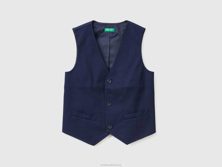 kinderen Benetton gevoerd vest met knopen donkerblauw 4R621626
