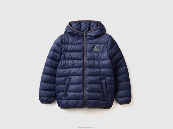 kinderen Benetton gewatteerde jas met capuchon donkerblauw 4R621633
