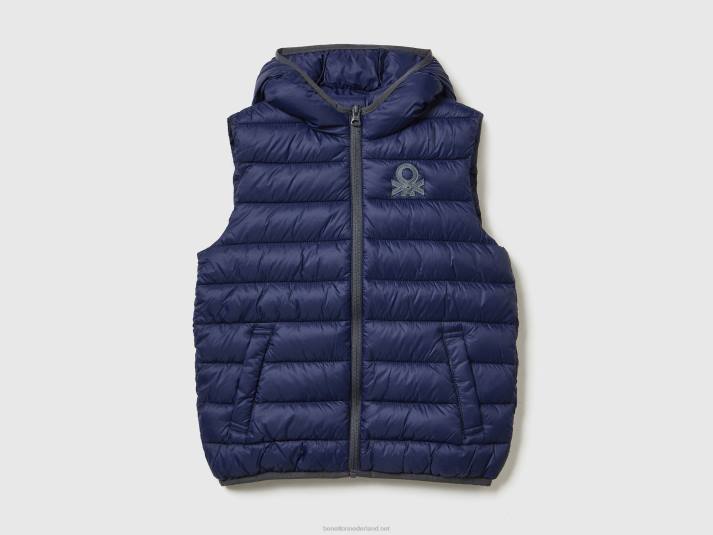 kinderen Benetton gewatteerde jas met capuchon donkerblauw 4R621640