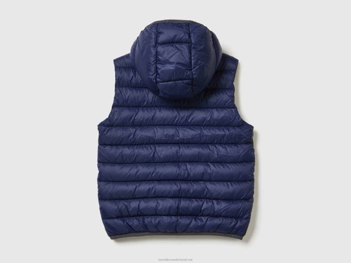 kinderen Benetton gewatteerde jas met capuchon donkerblauw 4R621640