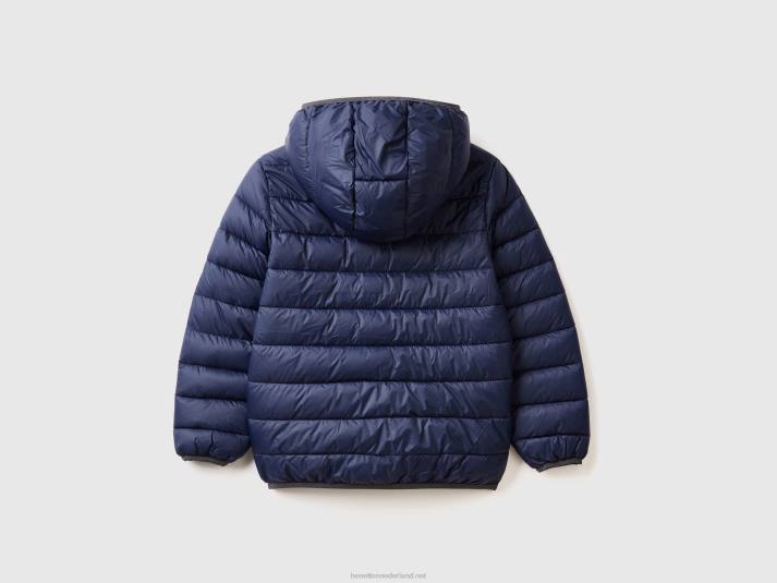 kinderen Benetton gewatteerde jas met capuchon donkerblauw 4R624741