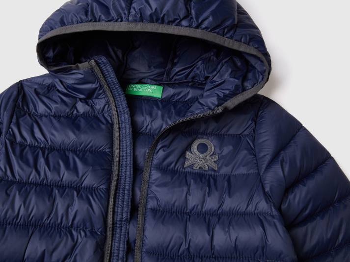 kinderen Benetton gewatteerde jas met capuchon donkerblauw 4R624741