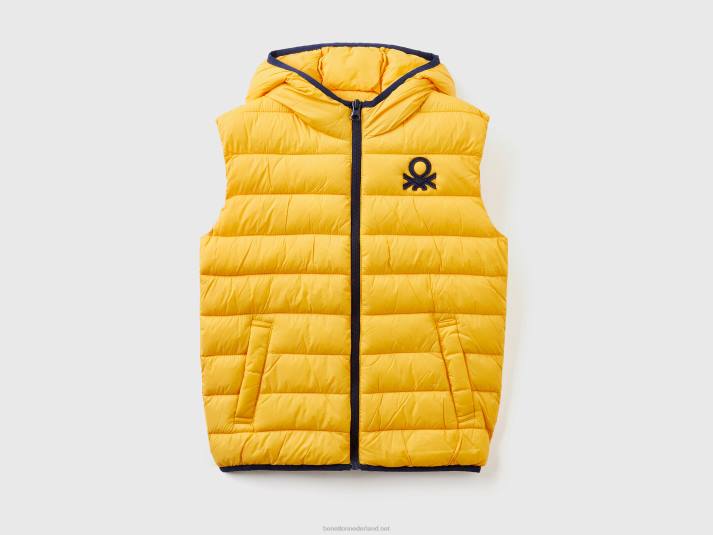 kinderen Benetton gewatteerde jas met capuchon geel 4R621632
