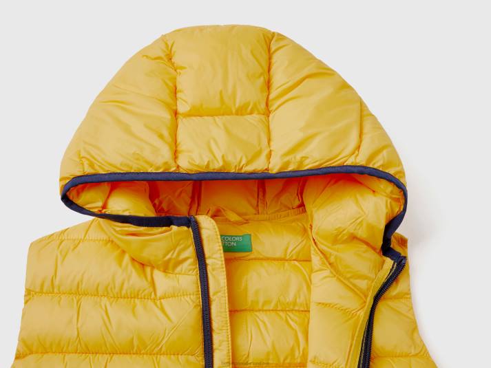 kinderen Benetton gewatteerde jas met capuchon geel 4R621632