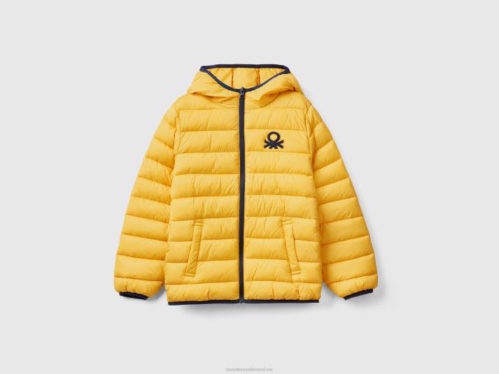 kinderen Benetton gewatteerde jas met capuchon geel 4R621643