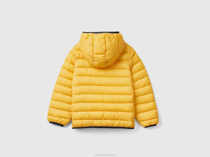 kinderen Benetton gewatteerde jas met capuchon geel 4R621643