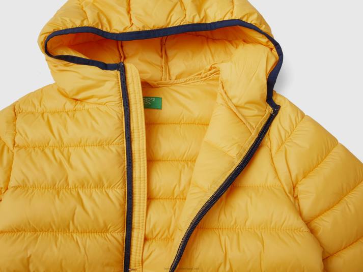 kinderen Benetton gewatteerde jas met capuchon geel 4R621643