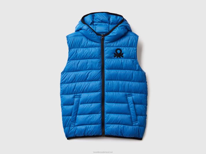 kinderen Benetton gewatteerde jas met capuchon helderblauw 4R621630
