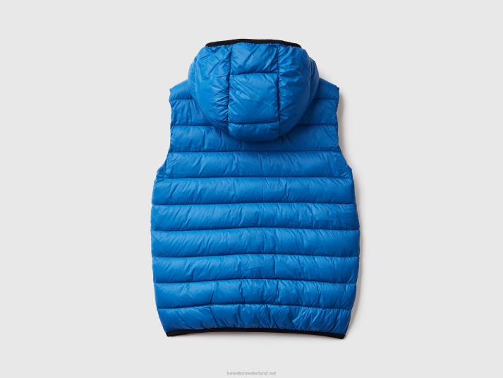 kinderen Benetton gewatteerde jas met capuchon helderblauw 4R621630