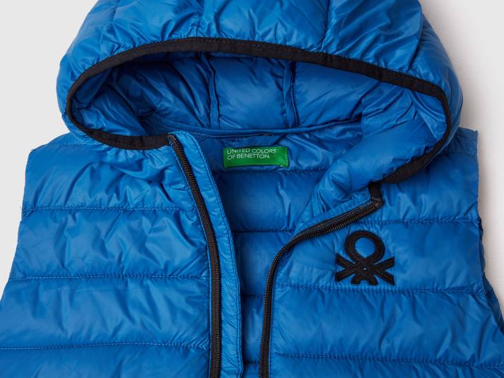 kinderen Benetton gewatteerde jas met capuchon helderblauw 4R621630