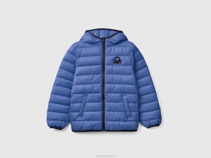 kinderen Benetton gewatteerde jas met capuchon helderblauw 4R624747