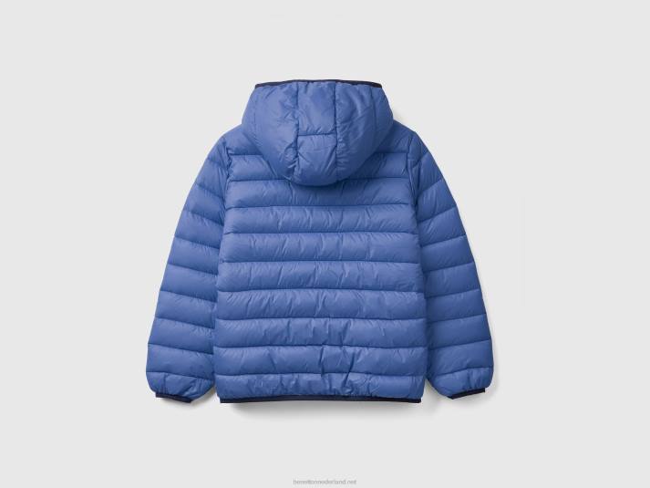 kinderen Benetton gewatteerde jas met capuchon helderblauw 4R624747