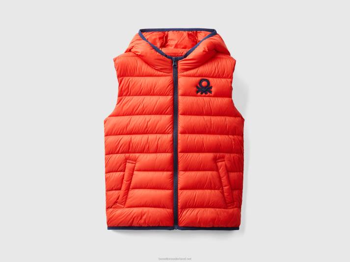 kinderen Benetton gewatteerde jas met capuchon rood 4R621629