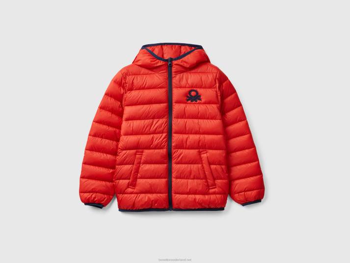 kinderen Benetton gewatteerde jas met capuchon rood 4R621637