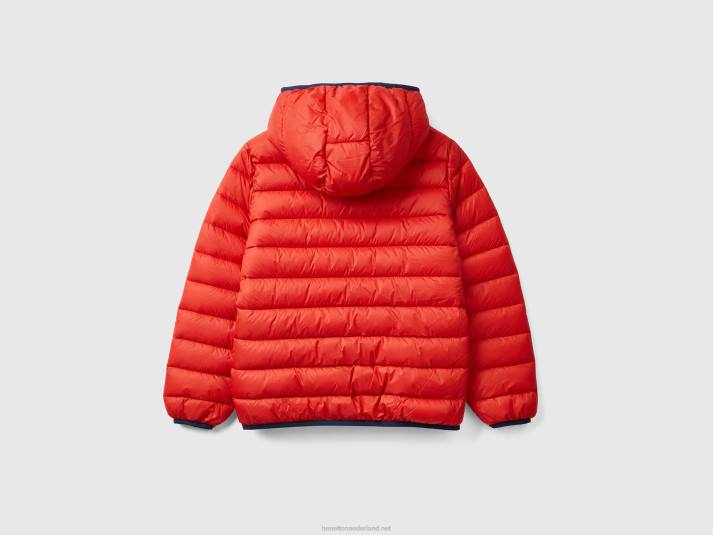 kinderen Benetton gewatteerde jas met capuchon rood 4R621637