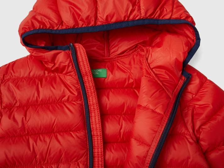kinderen Benetton gewatteerde jas met capuchon rood 4R621637