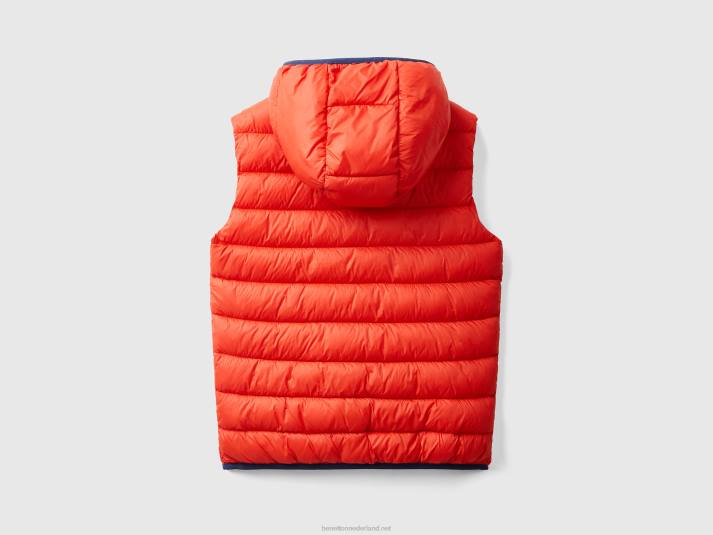 kinderen Benetton gewatteerde jas met capuchon rood 4R624739
