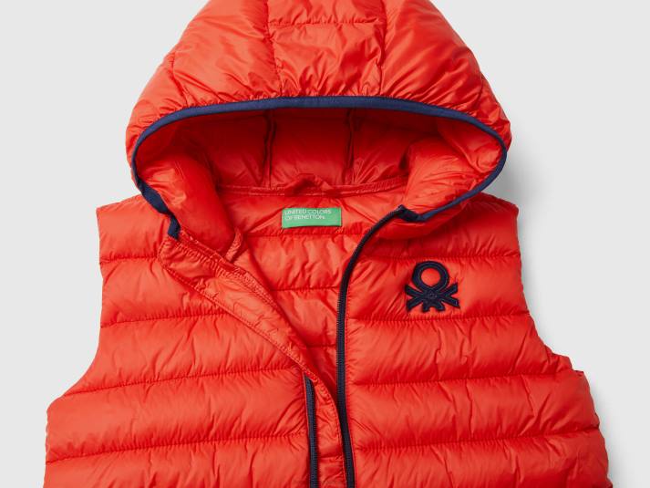 kinderen Benetton gewatteerde jas met capuchon rood 4R624739