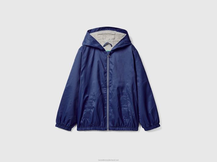 kinderen Benetton lichte jas met capuchon donkerblauw 4R621646