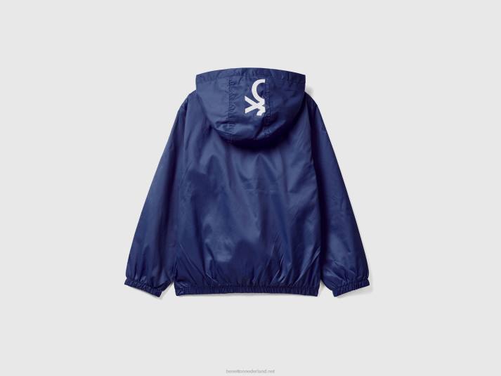 kinderen Benetton lichte jas met capuchon donkerblauw 4R624759