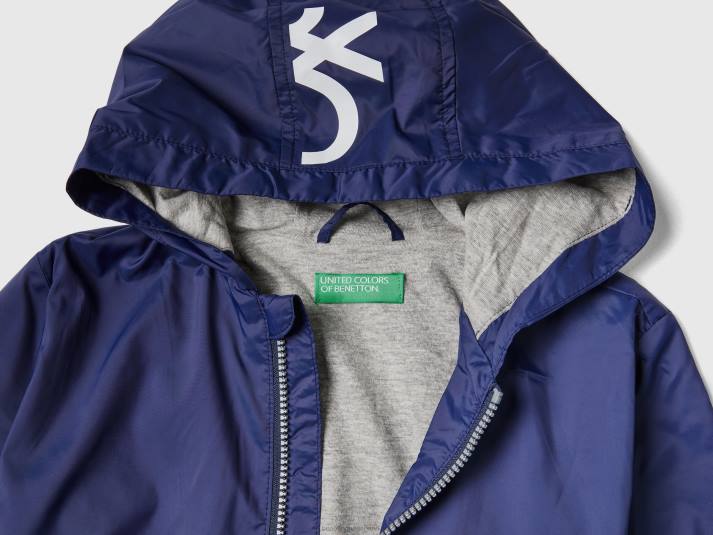 kinderen Benetton lichte jas met capuchon donkerblauw 4R624759