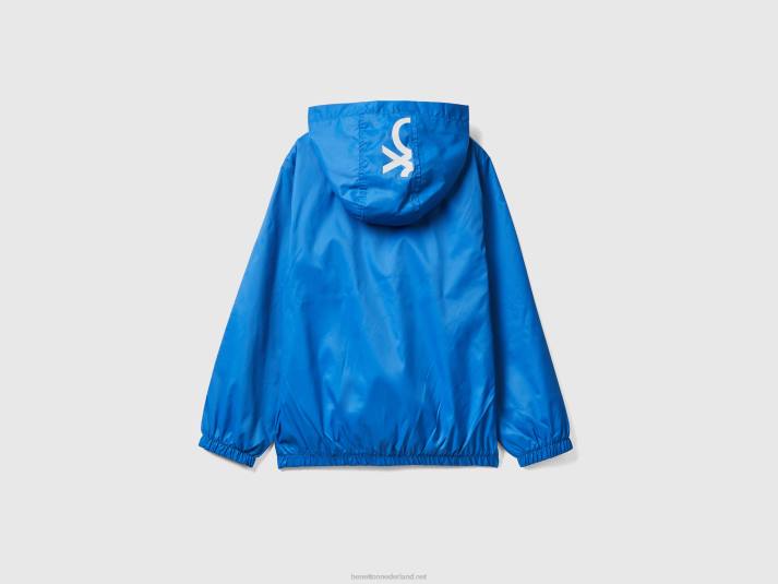kinderen Benetton lichte jas met capuchon helderblauw 4R621627
