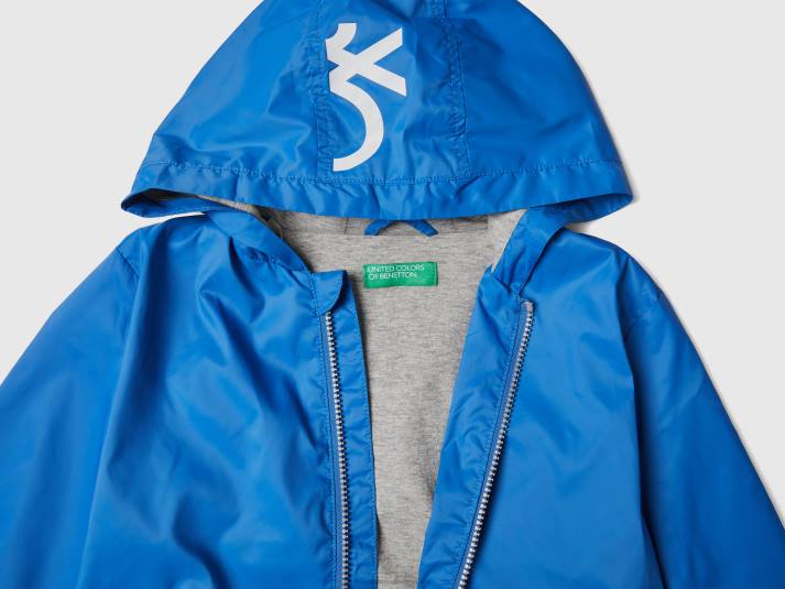 kinderen Benetton lichte jas met capuchon helderblauw 4R621627