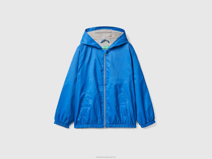 kinderen Benetton lichte jas met capuchon helderblauw 4R624750
