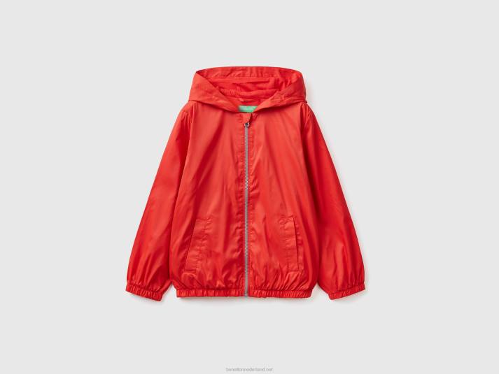 kinderen Benetton lichte jas met capuchon rood 4R624758