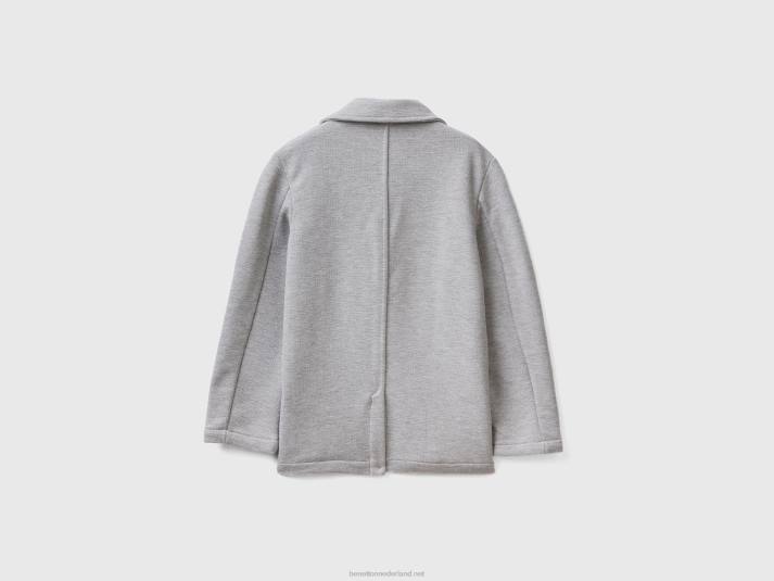 kinderen Benetton sweatblazer met zakken lichtgrijs 4R621625
