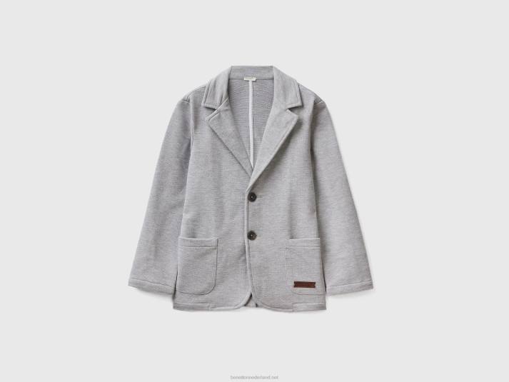 kinderen Benetton sweatblazer met zakken lichtgrijs 4R624748