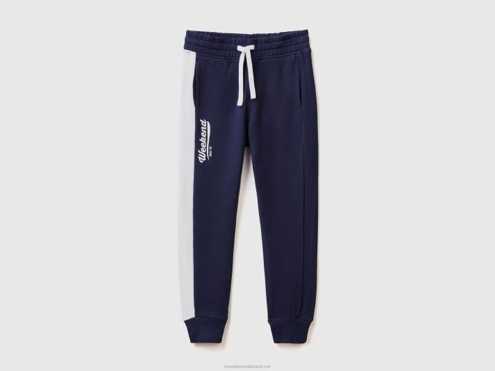 kinderen Benetton joggingbroek met botsende band donkerblauw 4R621911