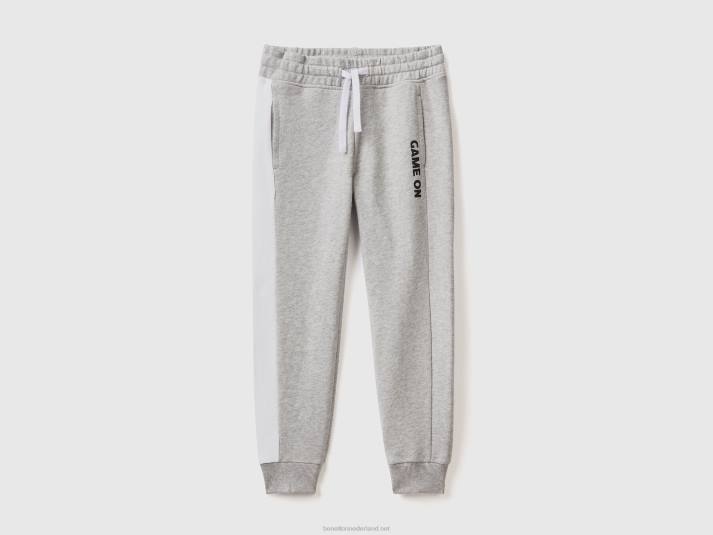 kinderen Benetton joggingbroek met botsende band lichtgrijs 4R621910
