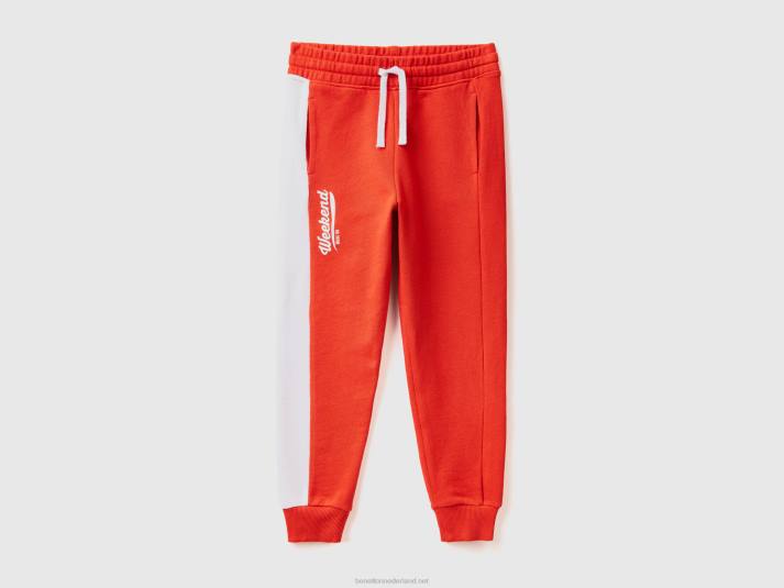 kinderen Benetton joggingbroek met botsende band rood 4R621906