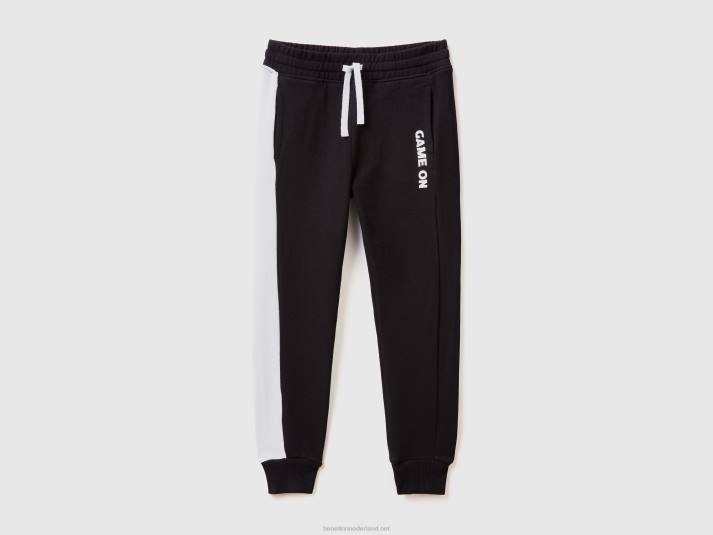 kinderen Benetton joggingbroek met botsende band zwart 4R621923