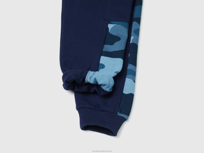 kinderen Benetton joggingbroek met camouflagebanden donkerblauw 4R621919
