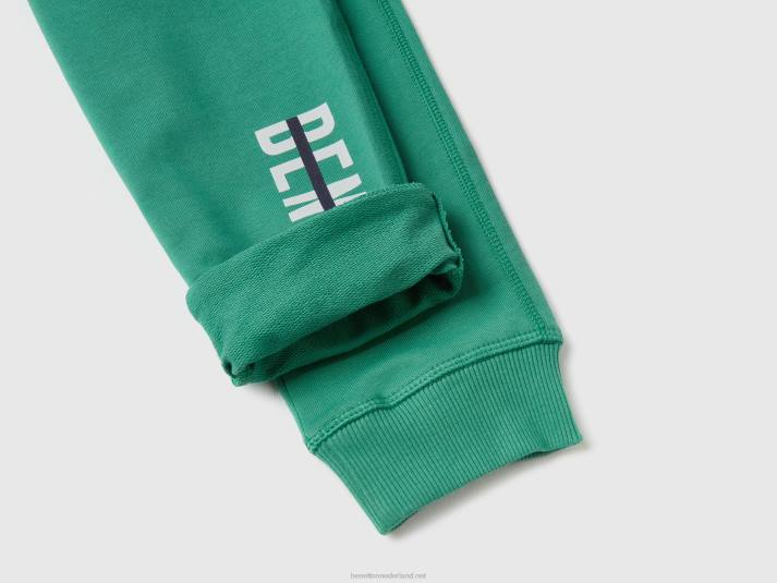 kinderen Benetton joggingbroek met logo donkergroen 4R621939