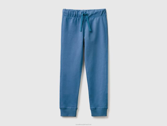kinderen Benetton joggingbroek met logo helderblauw 4R621907