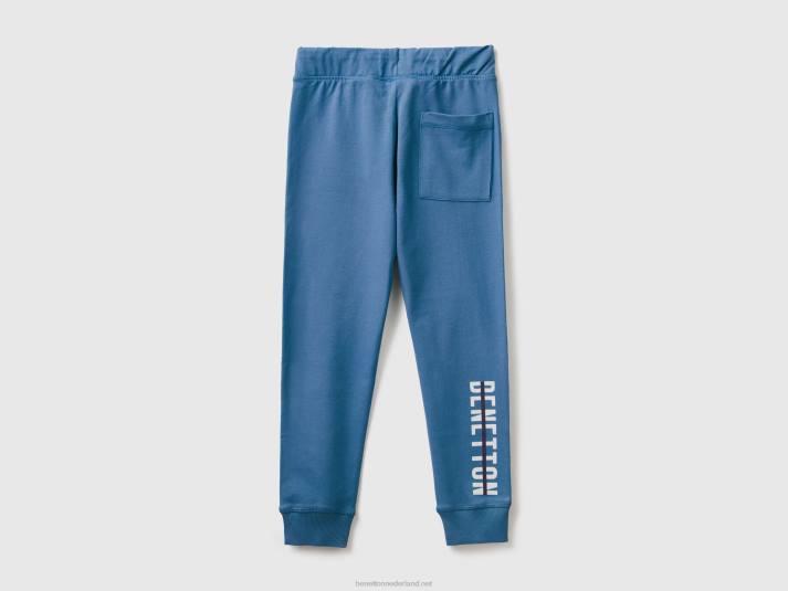 kinderen Benetton joggingbroek met logo helderblauw 4R621907
