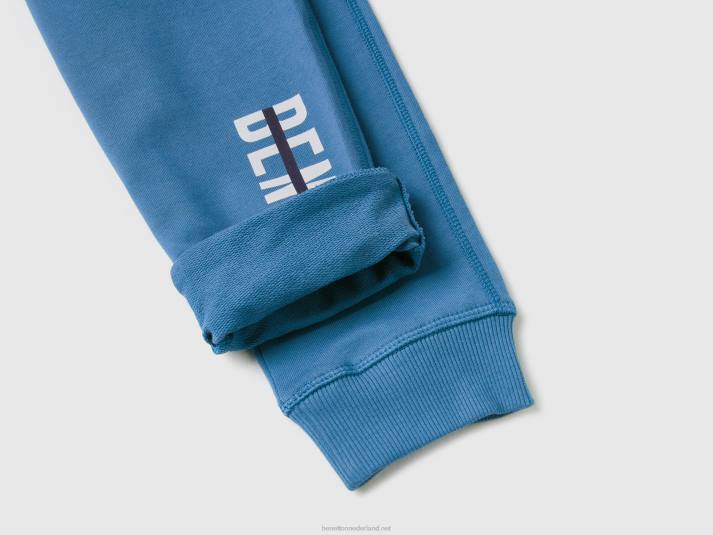 kinderen Benetton joggingbroek met logo helderblauw 4R621907
