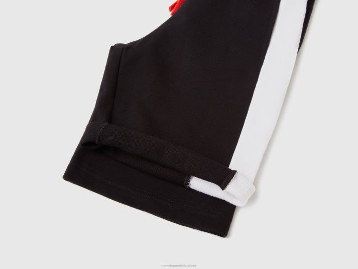 kinderen Benetton korte broek met botsende band zwart 4R621914