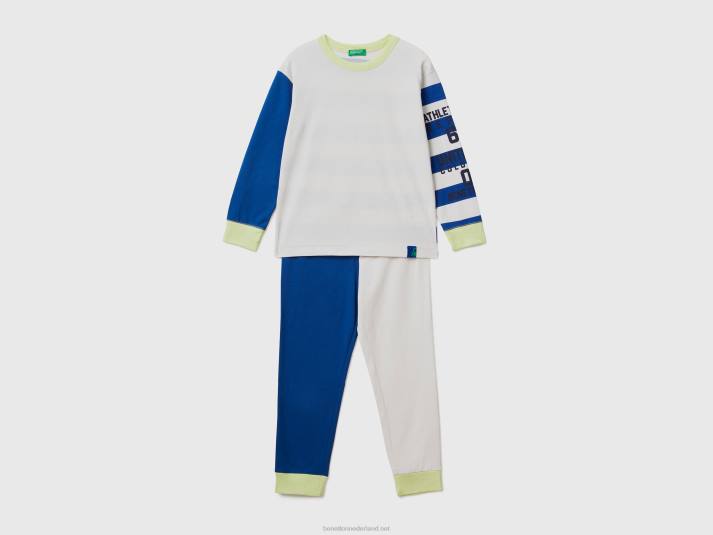 kinderen Benetton lange pyjama van 100% katoen grijs 4R622059