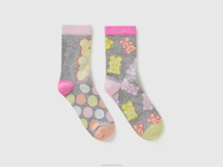 kinderen Benetton mix & match sokken met patroon lichtgrijs 4R622048