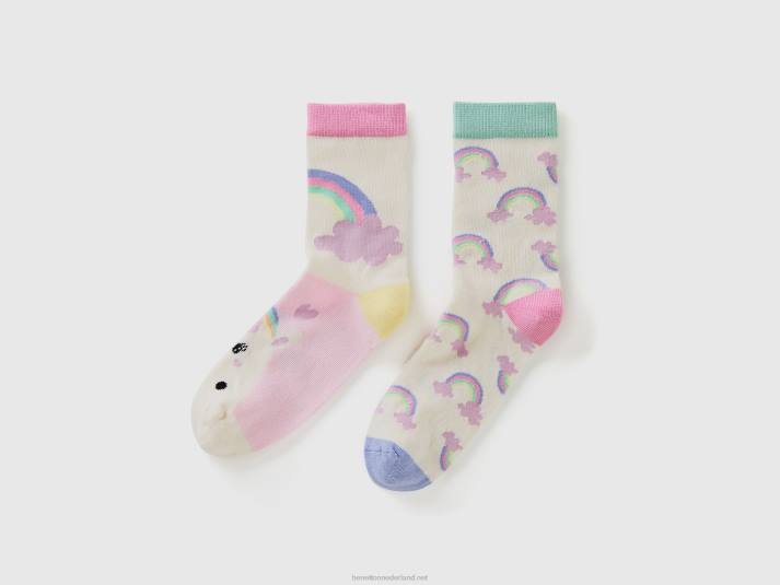 kinderen Benetton mix & match sokken met patroon wit 4R622040