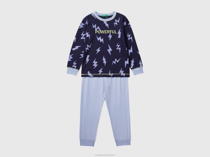 kinderen Benetton pyjama met bliksem print donkerblauw 4R622015
