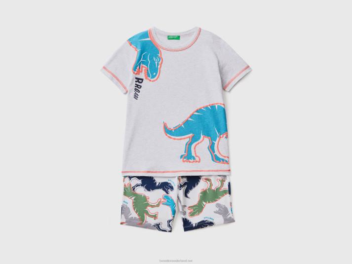 kinderen Benetton pyjama met heldere details lichtgrijs 4R622018