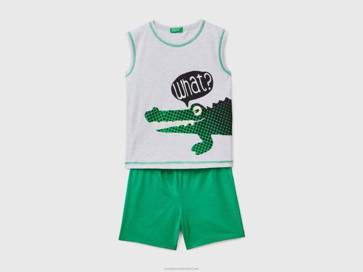 kinderen Benetton pyjama met topje en korte broek lichtgrijs 4R622025
