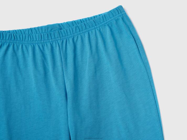 kinderen Benetton slimfit pyjama van 100% katoen turkoois 4R622033