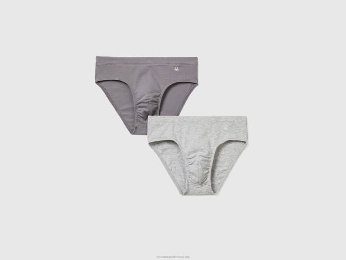 kinderen Benetton twee onderbroeken van stretchkatoen grijs 4R624983