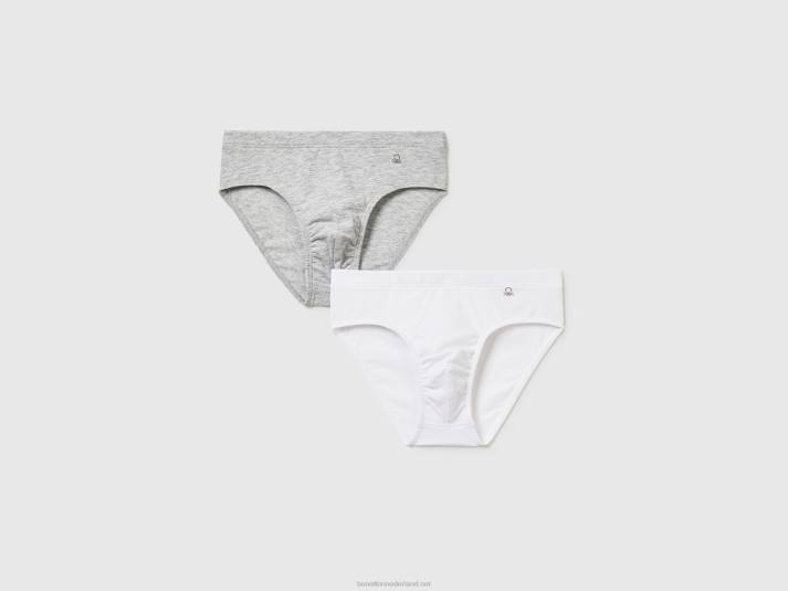 kinderen Benetton twee onderbroeken van stretchkatoen lichtgrijs 4R624997